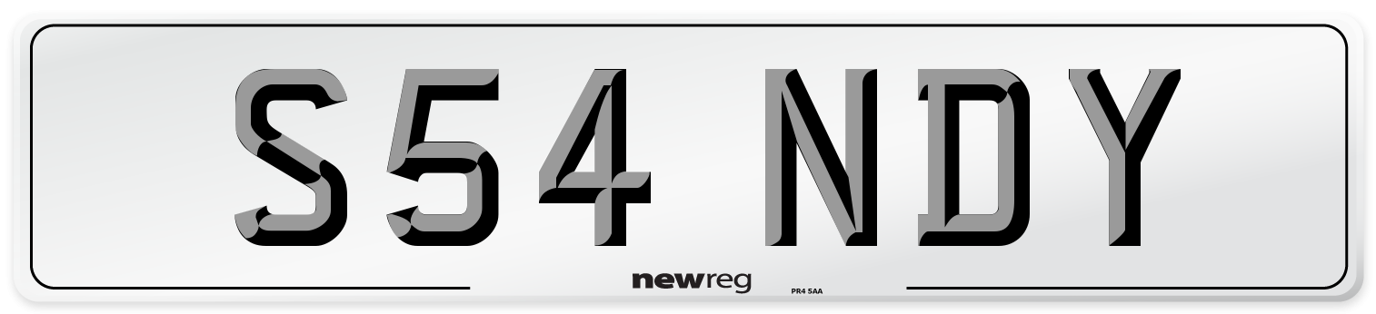 S54 NDY Number Plate from New Reg